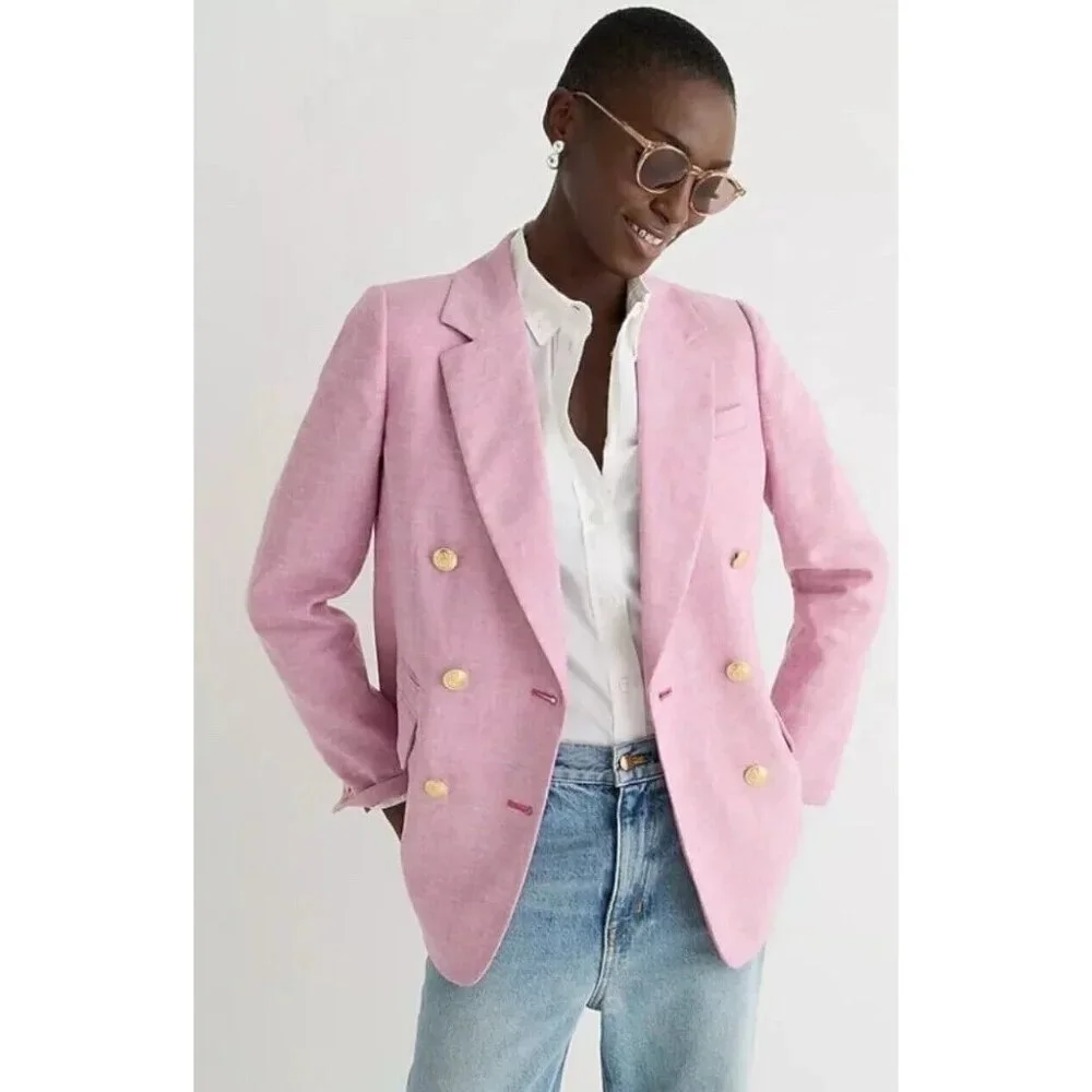 NWT J.Crew Bristol Blazer in Vintage Raspberry Pink Stretch Linen Jacket 8 - Picture 5 of 6